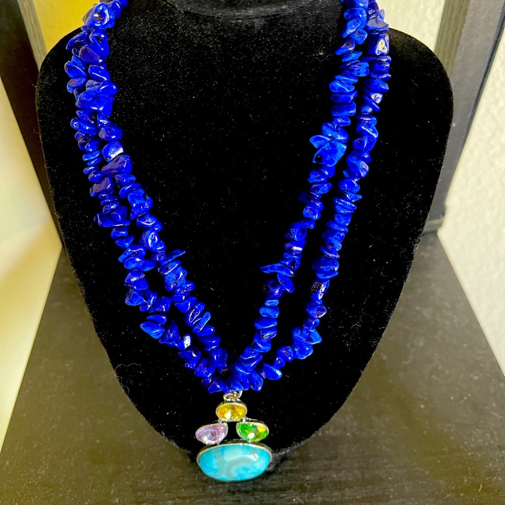 Novadab Ocean Blue Turquoise Pebble Necklace